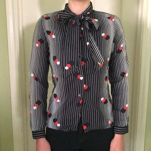 Vintage black white striped blouse top Gucci vibe